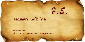 Haiman Sára névjegykártya